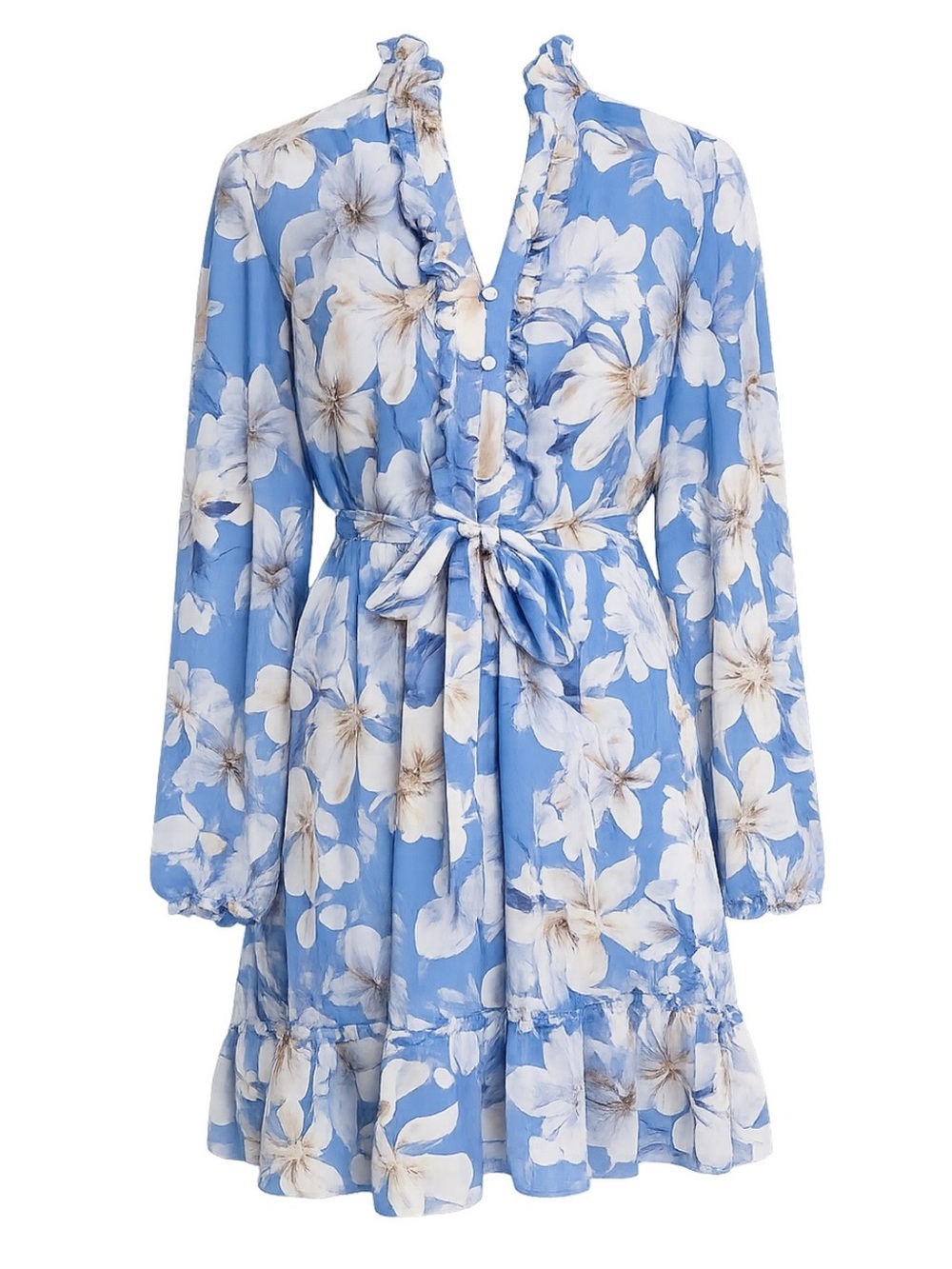 Joie Sky Blue Floral Long Sleeve Mini Dress